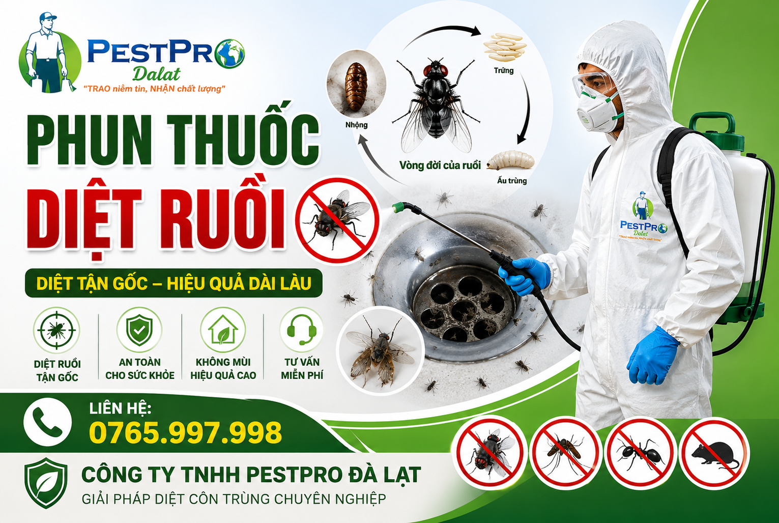 Phun thuốc diệt ruồi