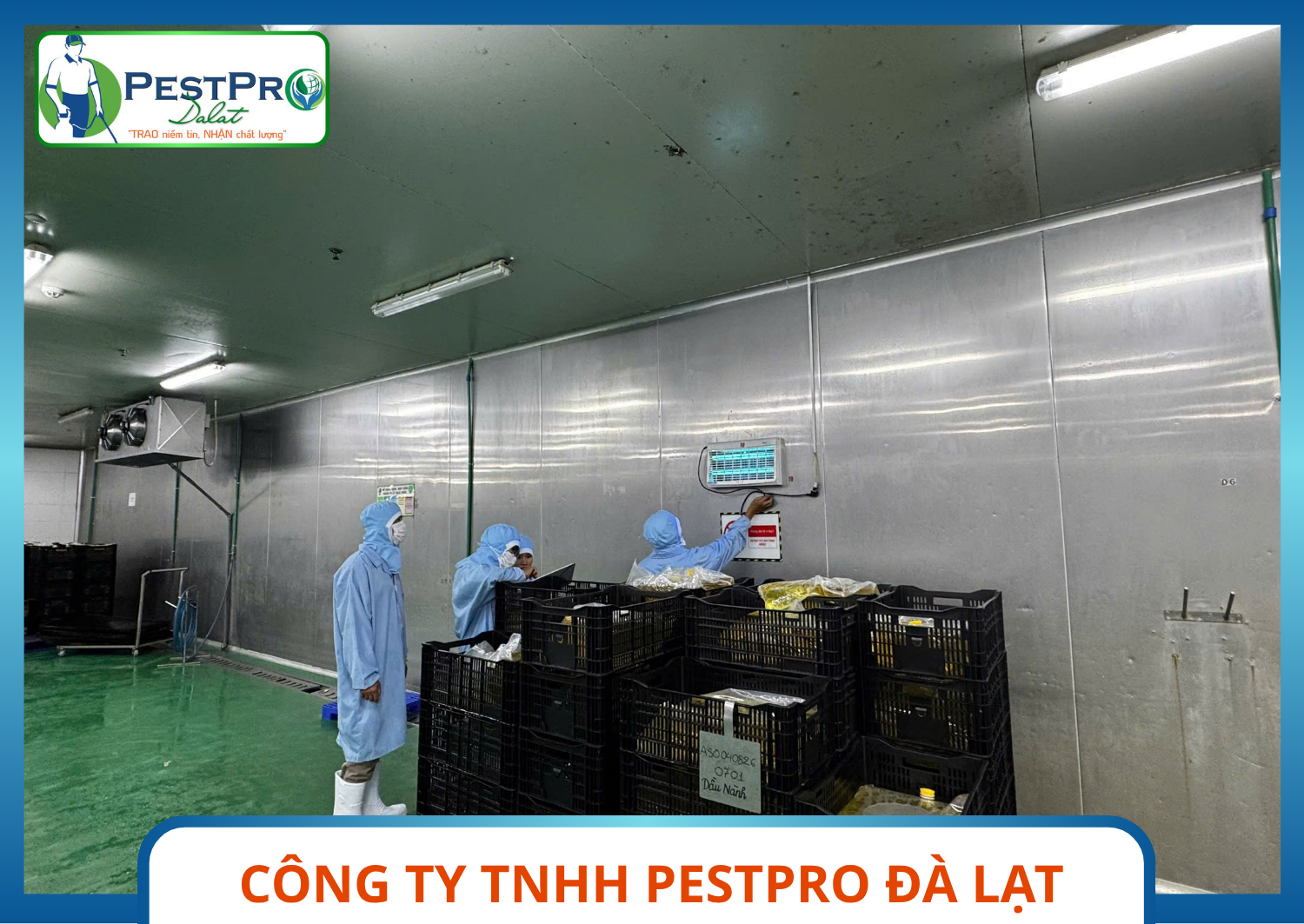 Đèn bắt côn trùng và biển cảnh báo trong Kiểm Soát Chuột, Gián, Kiến, Ruồi, Muỗi Bên Trong Nhà Máy