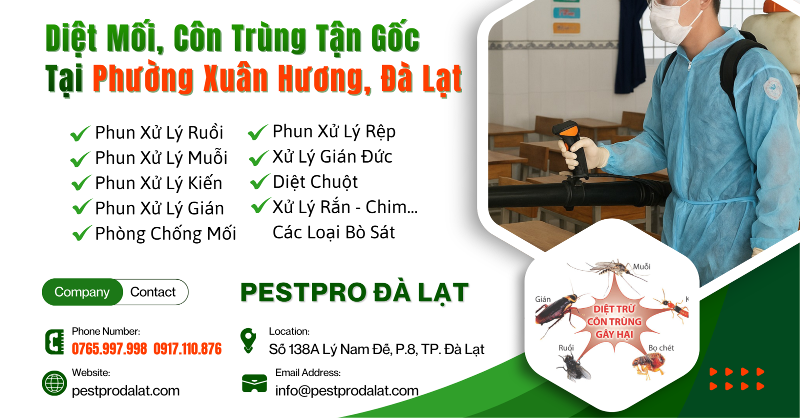 Diệt Mối, Côn Trùng Tận Gốc Tại Phường Xuân Hương, Đà Lạt