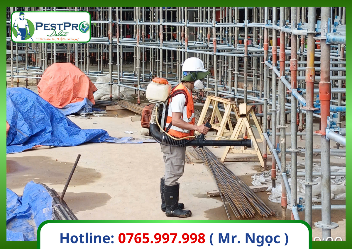 Diệt Côn Trùng Tận Gốc Bình Thuận: kỹ thuật viên PestPro Đà Lạt phun sương xử lý khu đất trống